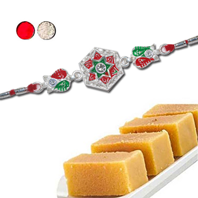 "Rakhi -  SIL-6130 A (Single Rakhi), 500gms of Milk Mysore Pak (ED) - Click here to View more details about this Product